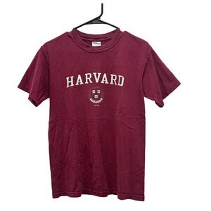 Harvard University Gildan‎ Burgundy T-Shirt College Student Small 100% Cotton